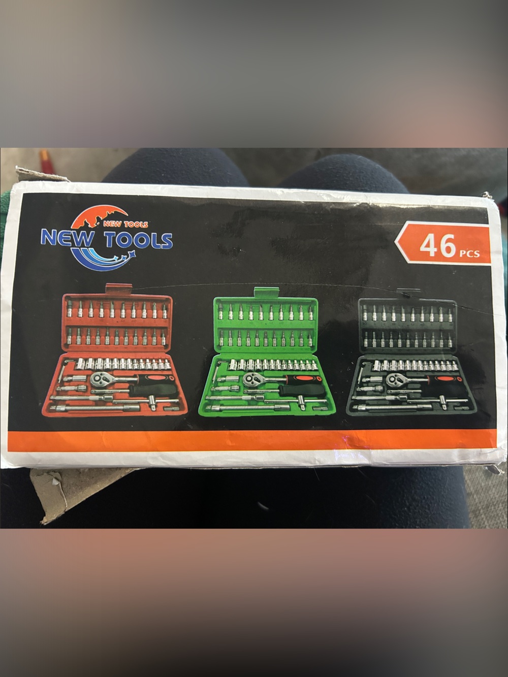 46-Piece Red & Green Socket Bit Set - Compact Ratchet Tool Kit